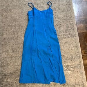 Zara Blue Spaghetti Strap Maxi Slip Dress